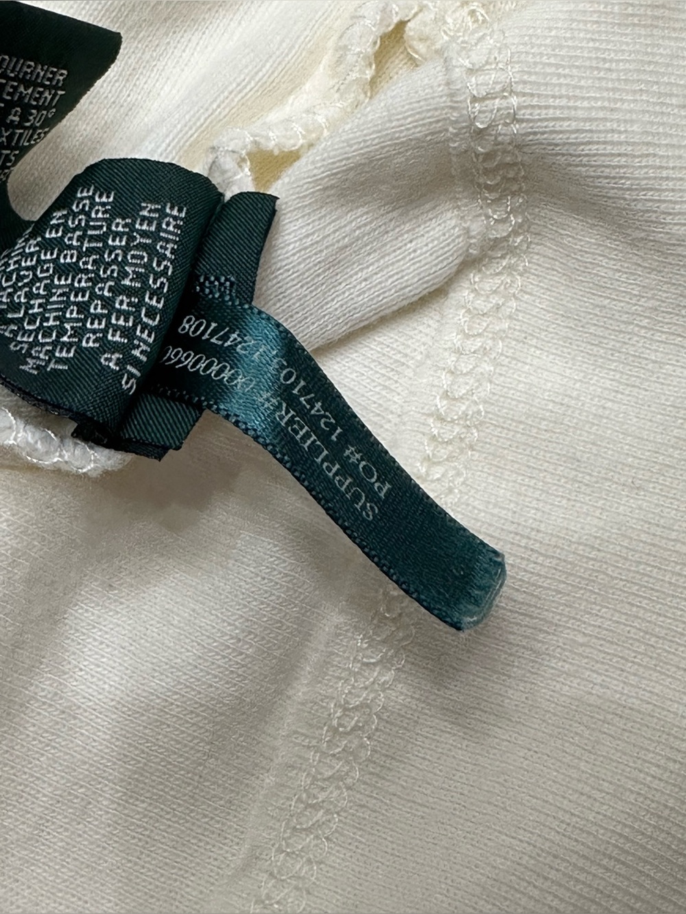 Lauren Jeans Co Ralph Lauren Cream Contrast Trim Henley Top XL Flaw - Picture 7 of 10